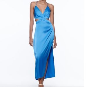 Zara Satin Effect Cut Out Dress
